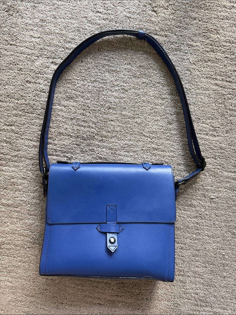 Blue Leather Crossbody Bag
